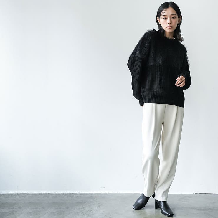 レディース 切替シャギーニットプルオーバー セーター | mili an deni | 詳細画像8 