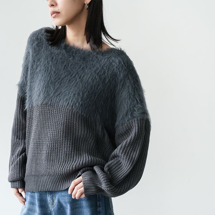 レディース 切替シャギーニットプルオーバー セーター | mili an deni | 詳細画像11 