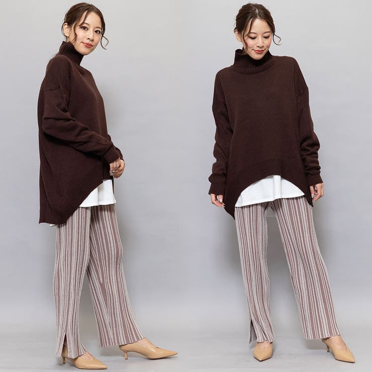 ウール混バックスリットニットセーター タートルネック ラウンドヘム | mili an deni | 詳細画像11 