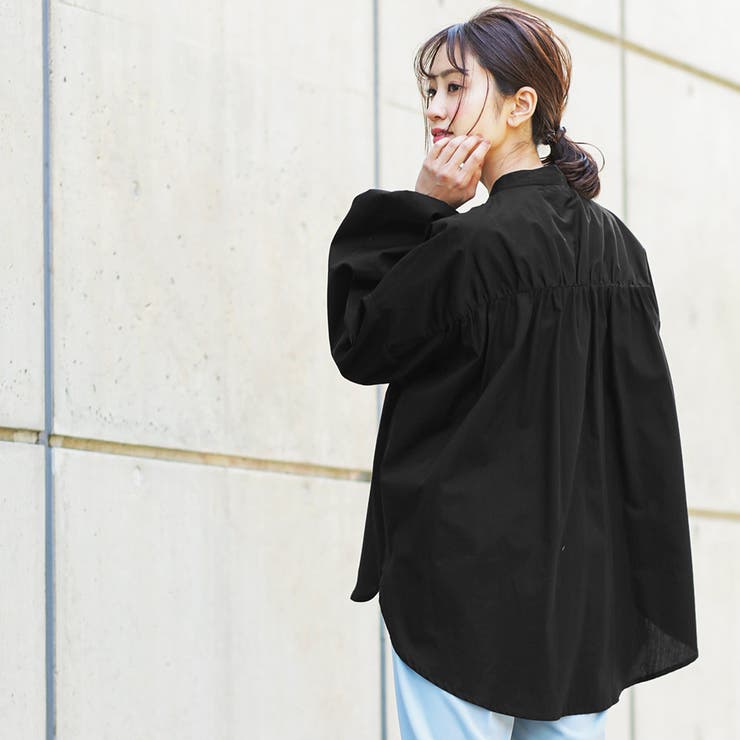 オーバーシャツ バックギャザー サイドスリット | mili an deni | 詳細画像12 