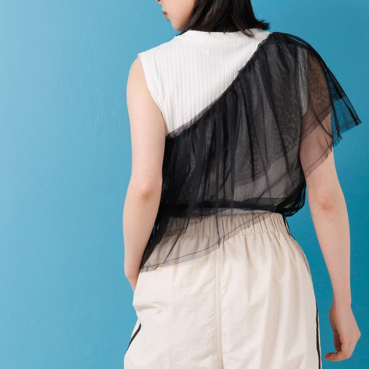 ワンショルダーチュールビスチェ ベスト ワンショル | mili an deni | 詳細画像11 