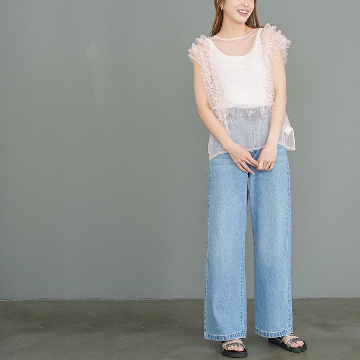 チュールフリルトップス ベスト 肩フリル | mili an deni | 詳細画像9 