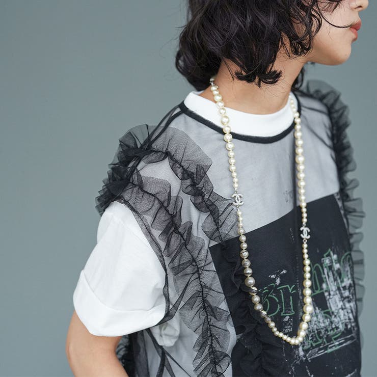 チュールフリルトップス ベスト 肩フリル | mili an deni | 詳細画像11 