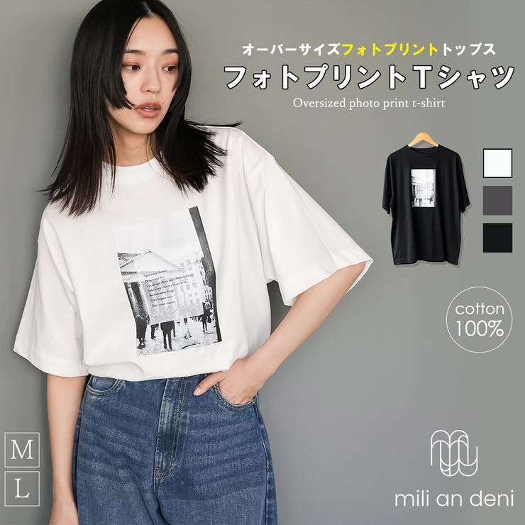 半袖フォトプリントTシャツ プリント コットン | mili an deni | 詳細画像1 
