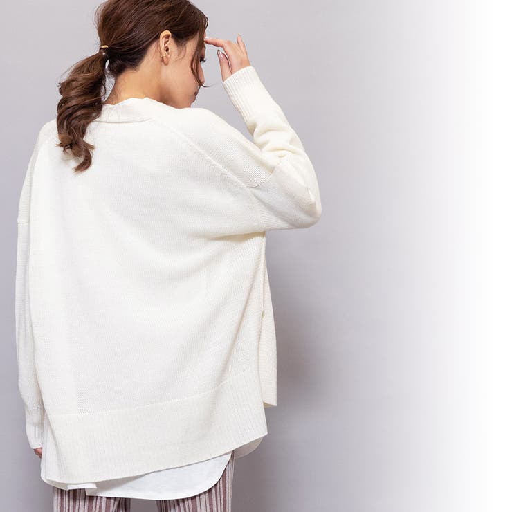 ウール混ざっくりニットカーディガン Vネック ラウンドヘム | mili an deni | 詳細画像6 