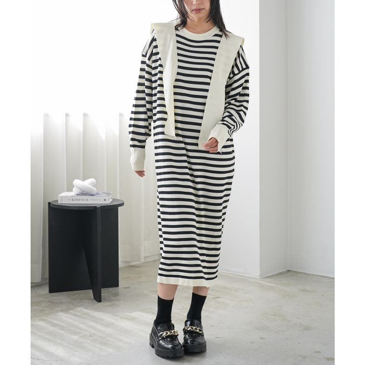 オフホワイト | セーラーニットワンピース ナイロンニット セーラーニット付き | mili an deni