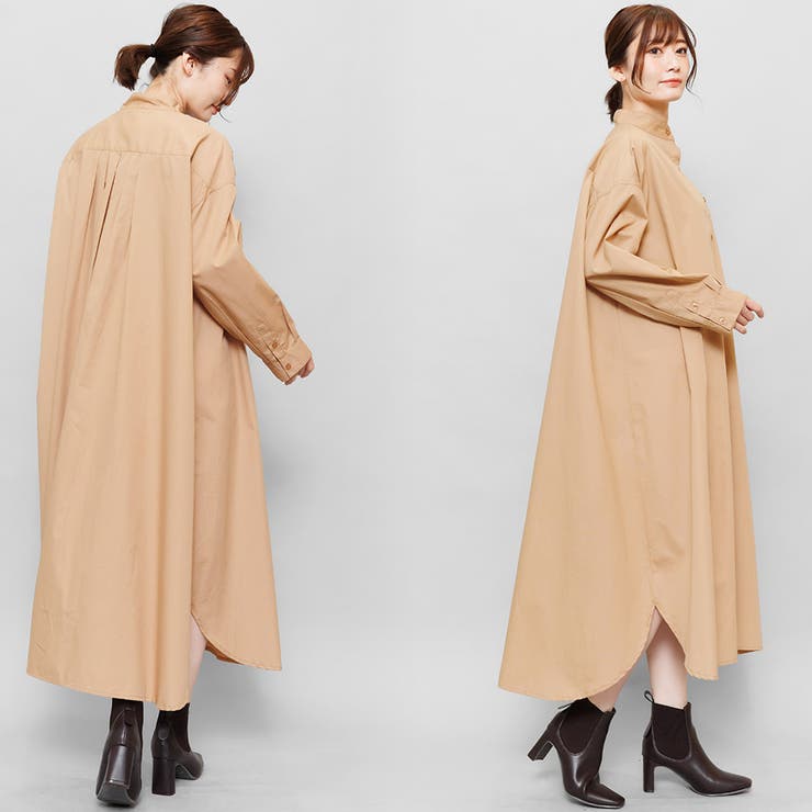 フレアシャツワンピース スタンドカラー バックタック | mili an deni | 詳細画像13 