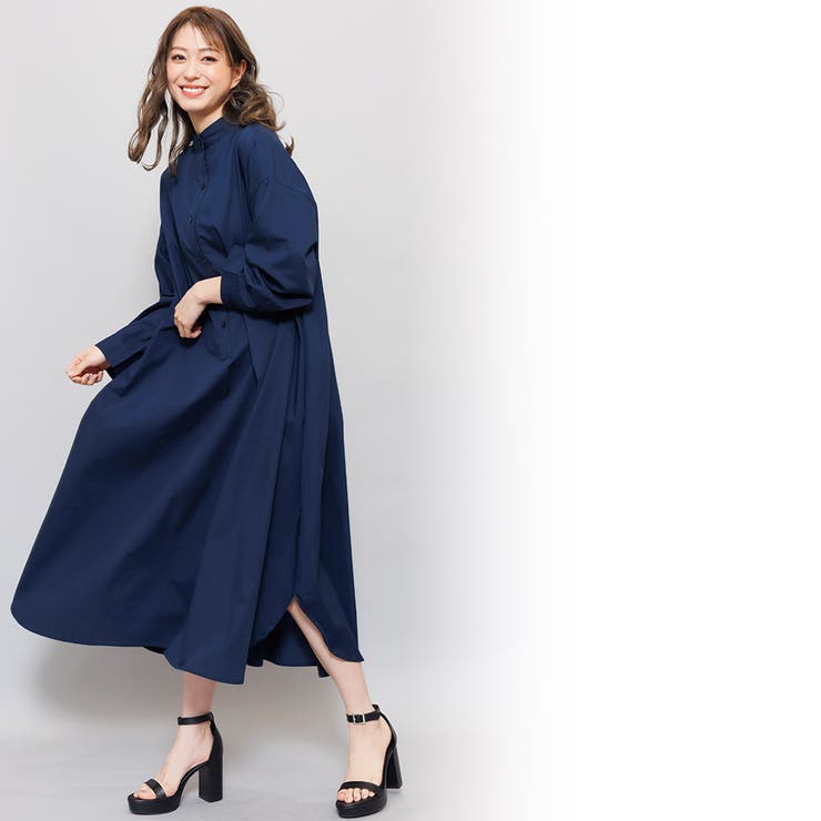 フレアシャツワンピース スタンドカラー バックタック | mili an deni | 詳細画像18 