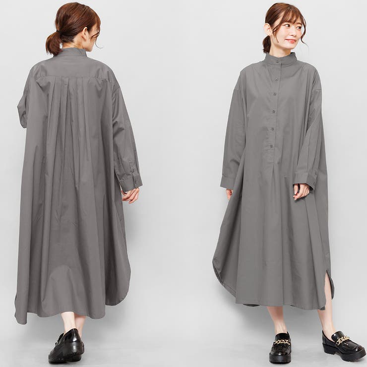 フレアシャツワンピース スタンドカラー バックタック | mili an deni | 詳細画像21 