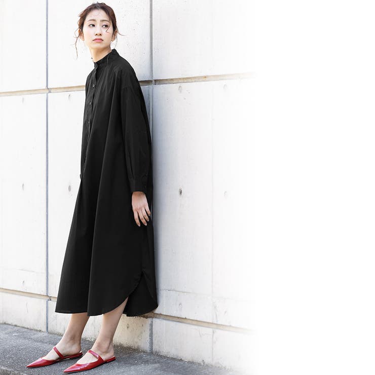 フレアシャツワンピース スタンドカラー バックタック | mili an deni | 詳細画像24 