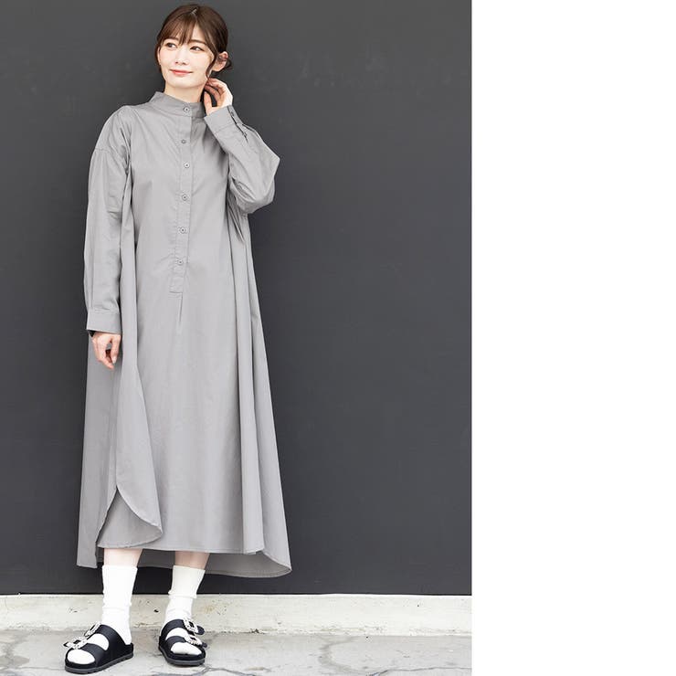 フレアシャツワンピース スタンドカラー バックタック | mili an deni | 詳細画像28 