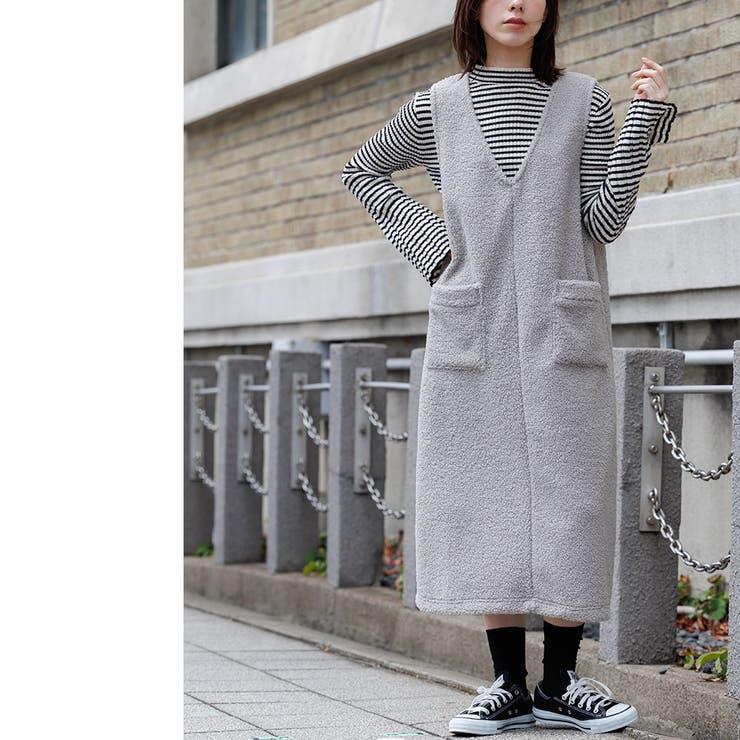 ボアジャンパースカート ジャンスカ ロング丈[品番：MADW0004231