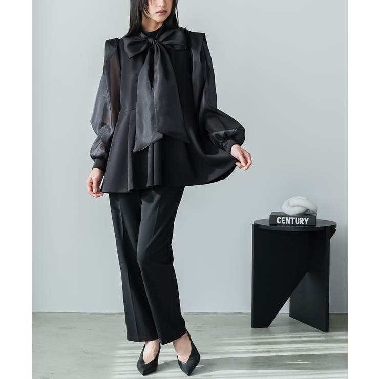 ブラック | リボンタイ セットアップ レディース | mili an deni