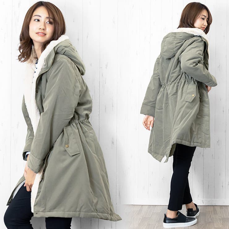 フードファー ロング モッズコート[品番：MADW0002604]｜mili an deni