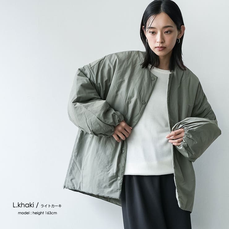 サイドファスナーノーカラージャケット サイドスリット 長袖 | mili an deni | 詳細画像10 