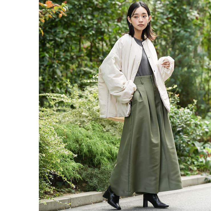 サイドファスナーノーカラージャケット サイドスリット 長袖 | mili an deni | 詳細画像17 