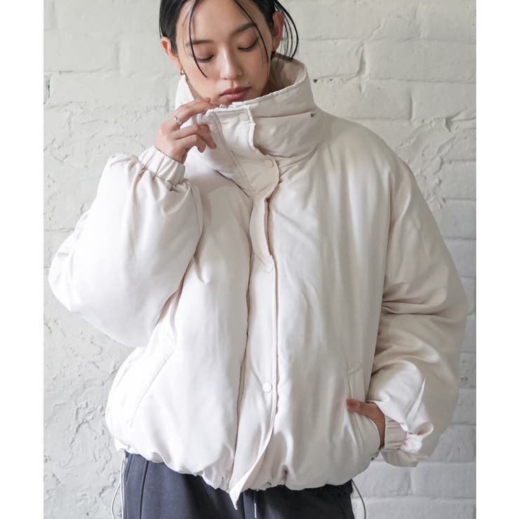 アイボリー | 袖ボリュームショート中綿ジャケット ファイバーダウン 防寒 | mili an deni