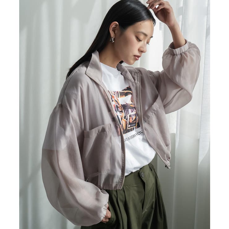 グレージュ | シアーブルゾン レディース ショート丈 | mili an deni