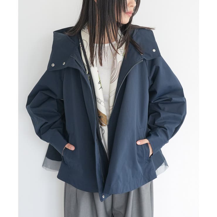 ネイビー | バックチュールショートトレンチコート チュール ヨーク | mili an deni