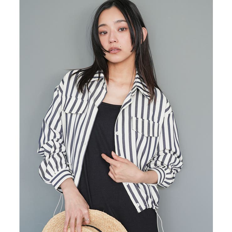 ブラック | サッカーストライプシャツジャケット ブルゾン ストライプ | mili an deni