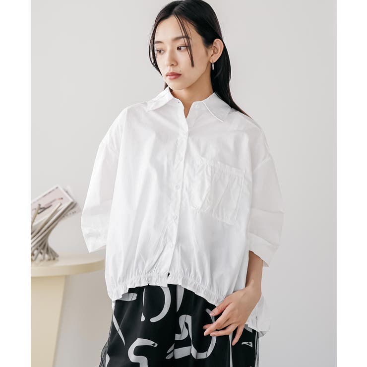 オフホワイト | 裾ギャザーミリタリーシャツ ブルゾン ライトアウター | mili an deni