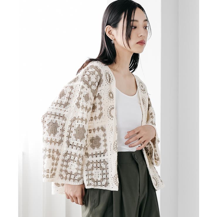 グレージュ | クロシェトッパーカーディガン トッパー カーディガン | mili an deni