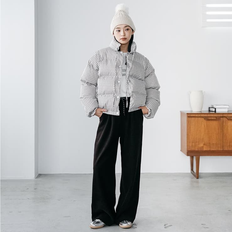 袖取り外しチェック中綿ブルゾン ブルゾン スタンドカラー | mili an deni | 詳細画像13 