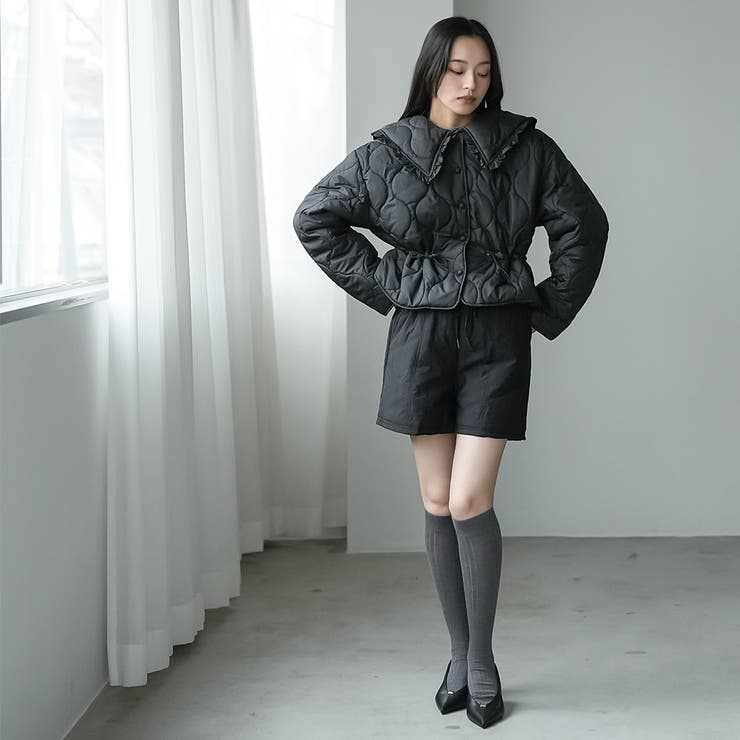 襟フリルキルト中綿ジャケット キルティング フリルカラー | mili an deni | 詳細画像17 