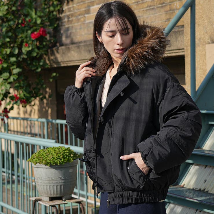 襟ファートグル中綿ジャケット 中綿ジャケット ケープフード | mili an deni | 詳細画像19 