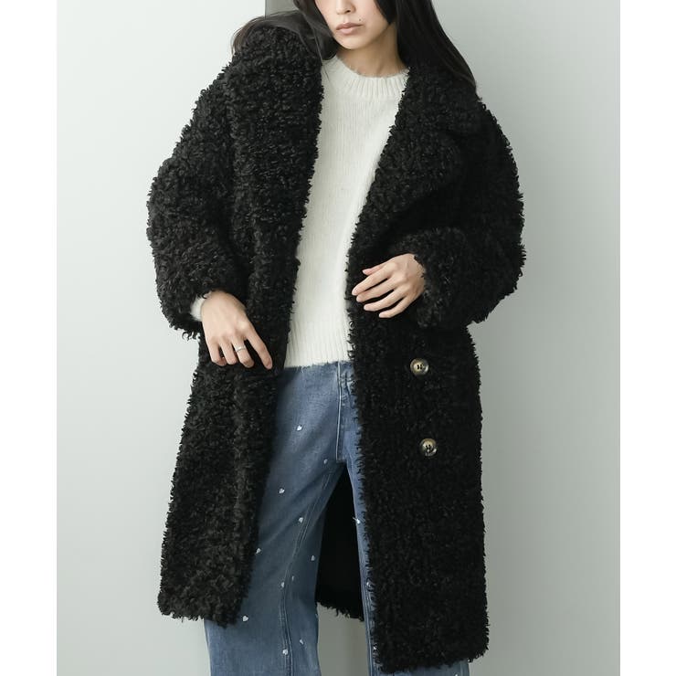 ブラック | テディボアロングコート フェイクファー コート | mili an deni