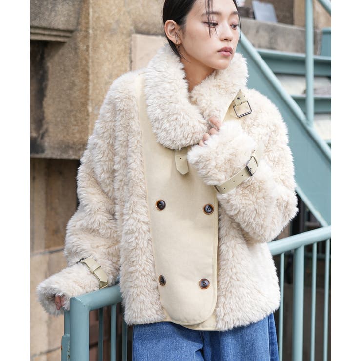 ベージュ | スウェード×ボアジャケット ムートンジャケット ボアブルゾン | mili an deni