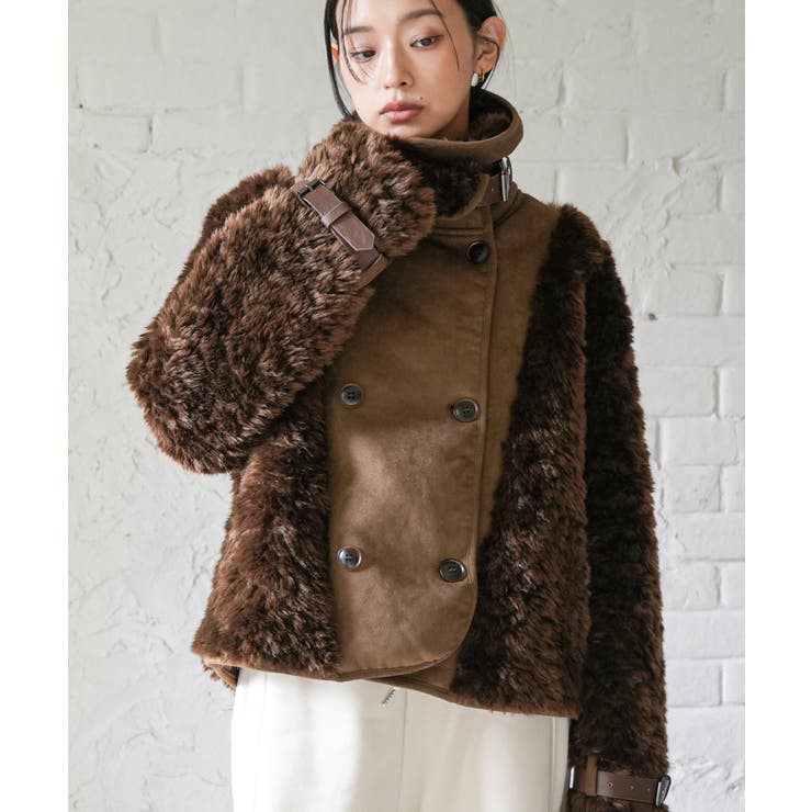 ブラウン | スウェード×ボアジャケット ムートンジャケット ボアブルゾン | mili an deni