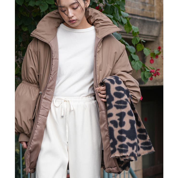 モカ | 中綿ドロストスタンドカラーコート ビッグシルエット ファイバーダウン | mili an deni