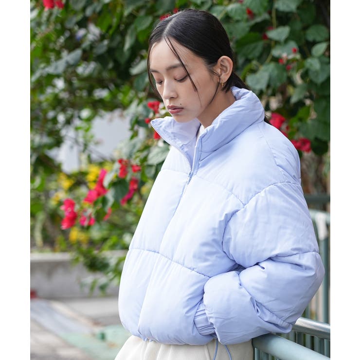 サックス | 中綿ショートジャケット ショート丈 スタンドカラー | mili an deni