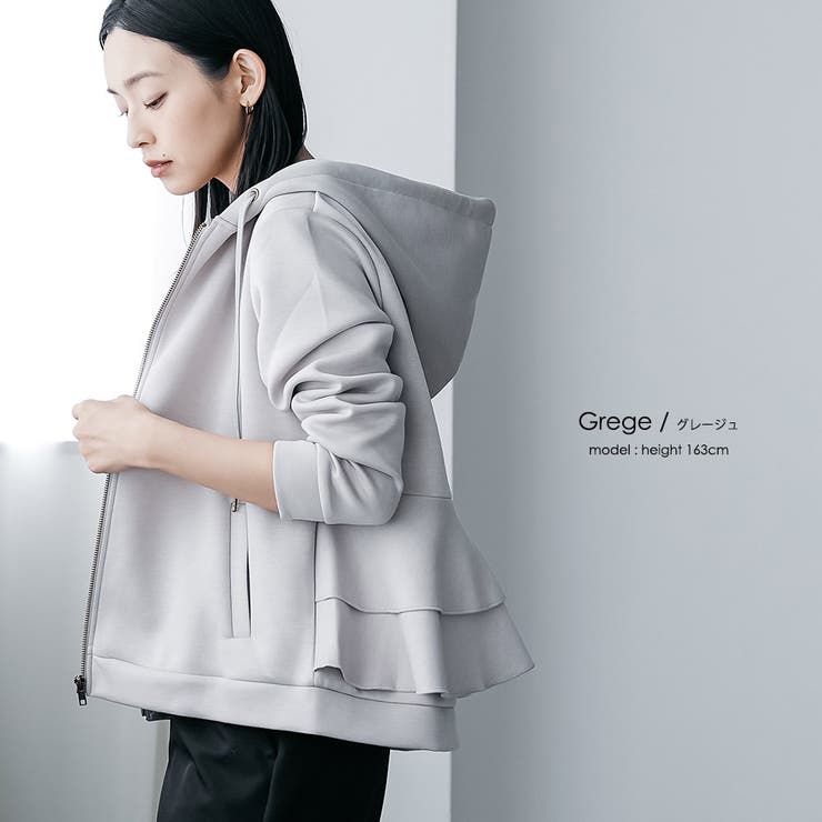 バックフリル前開きジップパーカー フード プルオーバー | mili an deni | 詳細画像6 