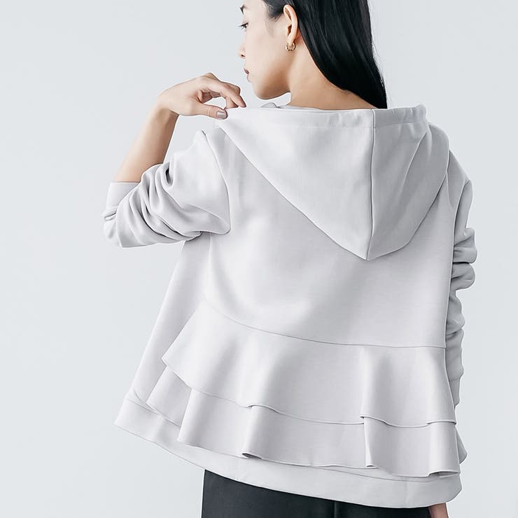 バックフリル前開きジップパーカー フード プルオーバー | mili an deni | 詳細画像8 