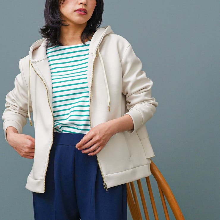 バックフリル前開きジップパーカー フード プルオーバー | mili an deni | 詳細画像17 