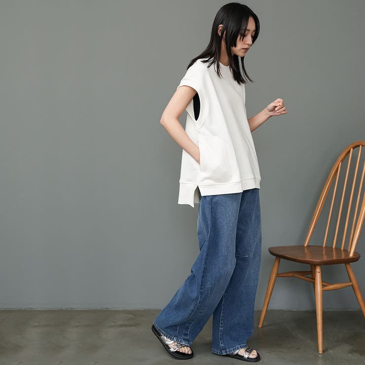 裏毛ファスナー開きベスト スウェット バックファスナー | mili an deni | 詳細画像10 