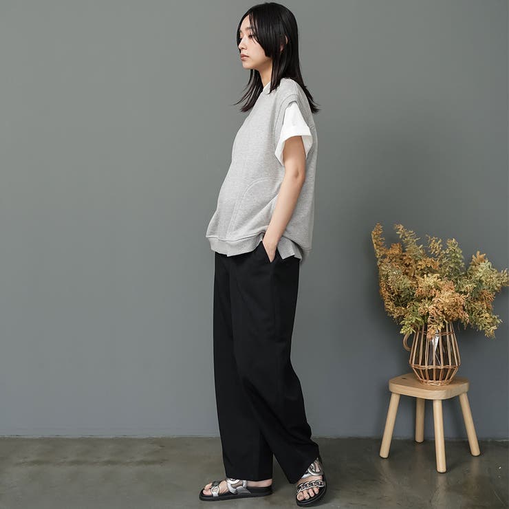 裏毛ファスナー開きベスト スウェット バックファスナー | mili an deni | 詳細画像15 