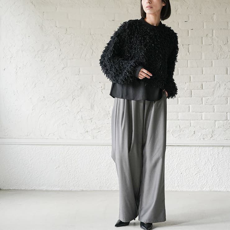 ラメシャギーレイヤードニットプルオーバー 重ね着 クルーネック | mili an deni | 詳細画像20 