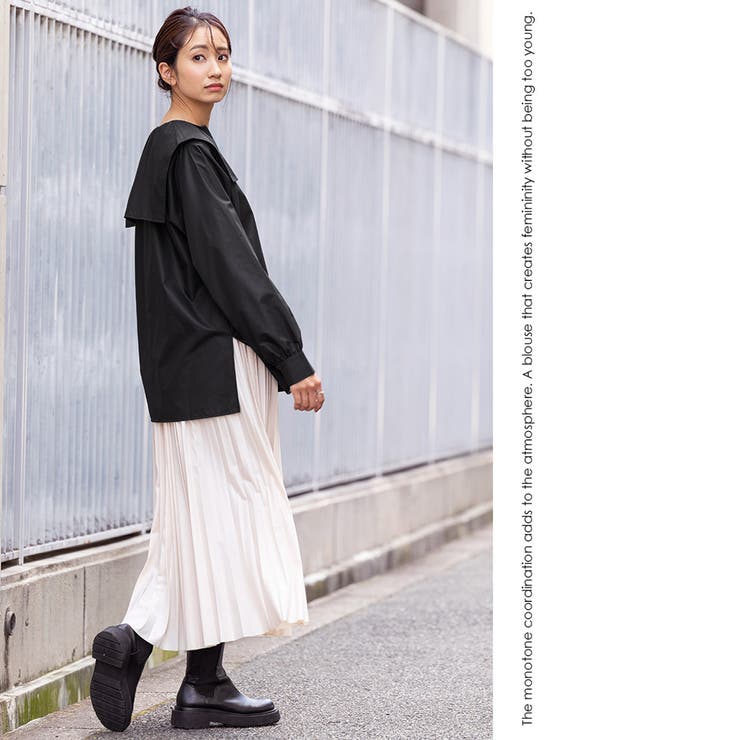 レースセーラーカラーブラウス サイドスリット 長袖 | mili an deni | 詳細画像10 