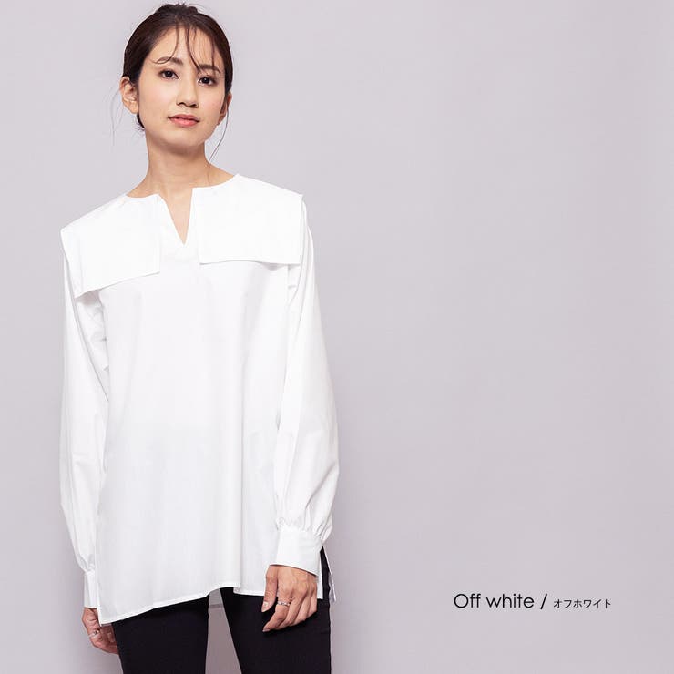 レースセーラーカラーブラウス サイドスリット 長袖 | mili an deni | 詳細画像11 