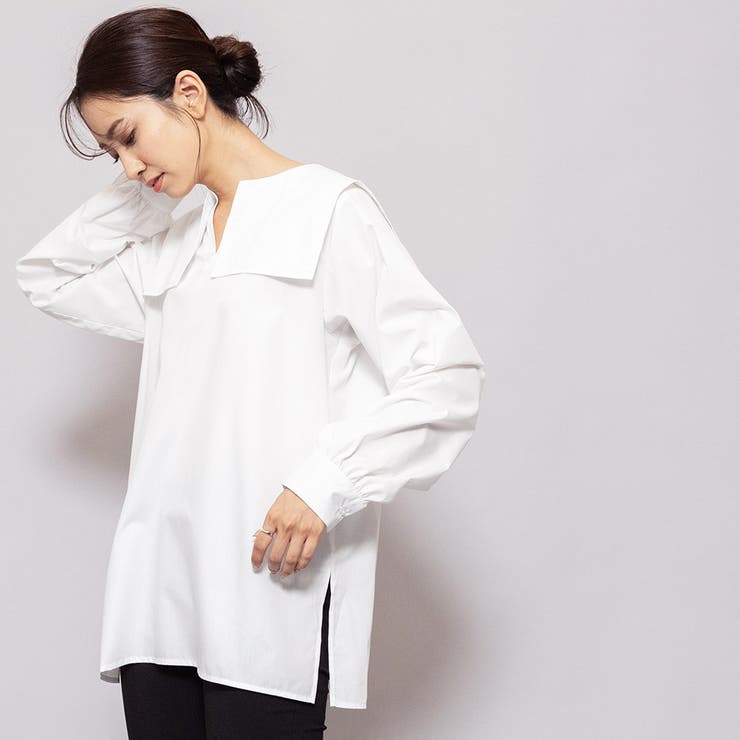 レースセーラーカラーブラウス サイドスリット 長袖 | mili an deni | 詳細画像14 