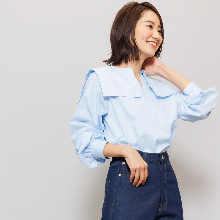 レースセーラーカラーブラウス サイドスリット 長袖 | mili an deni | 詳細画像15 