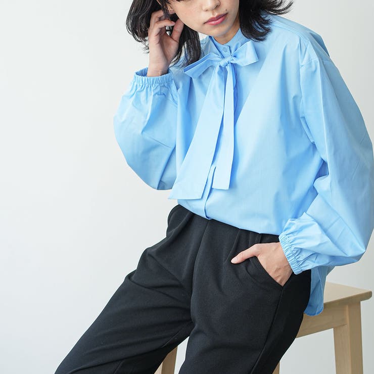 リボンタイブラウス バルーンスリーブ 長袖 | mili an deni | 詳細画像20 