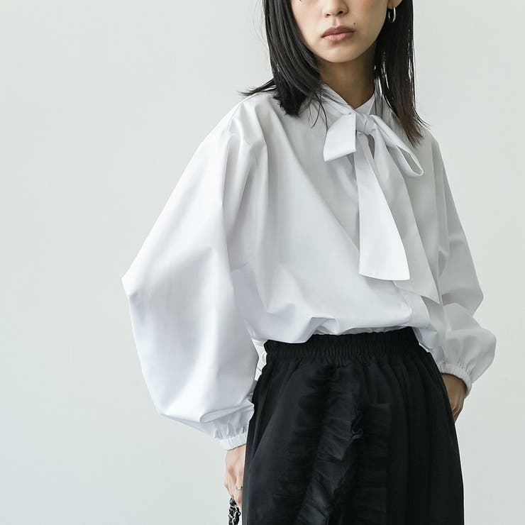 リボンタイブラウス バルーンスリーブ 長袖 | mili an deni | 詳細画像10 