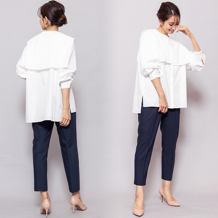 レースセーラーカラーブラウス サイドスリット 長袖 | mili an deni | 詳細画像9 