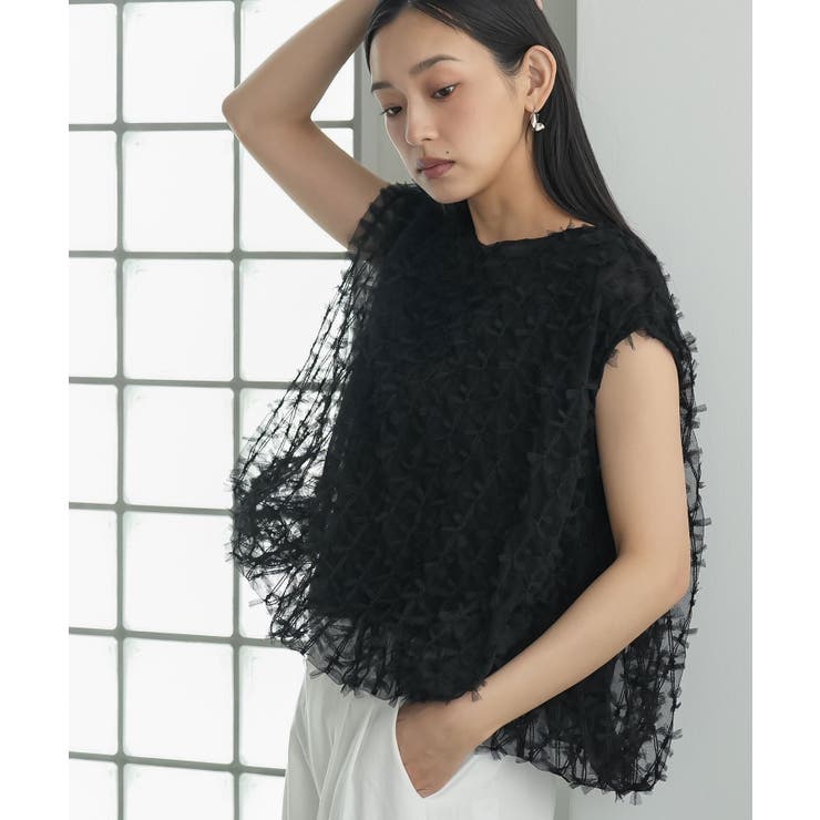 ブラック | リボンチュール バルーンベスト レディース | mili an deni