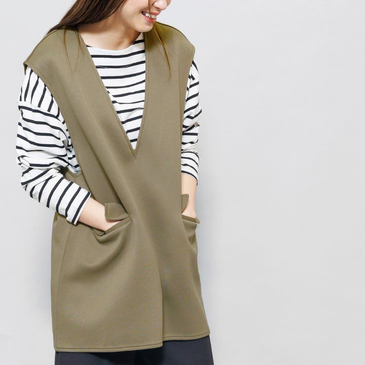 エステルポンチVネックオーバーベスト ノースリーブ 黒 | mili an deni | 詳細画像12 