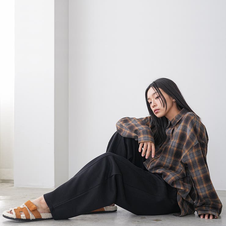 オーバーサイズチェックシャツ レギュラーカラー コットン裾ラウンド | mili an deni | 詳細画像18 